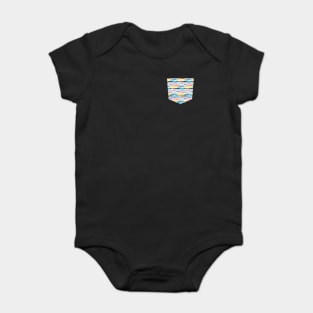 Pocket - Gradient Watercolor Lines Blue Baby Bodysuit